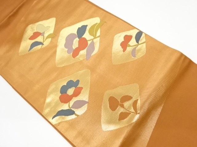 リサイクル　菱に花模様織出し名古屋帯